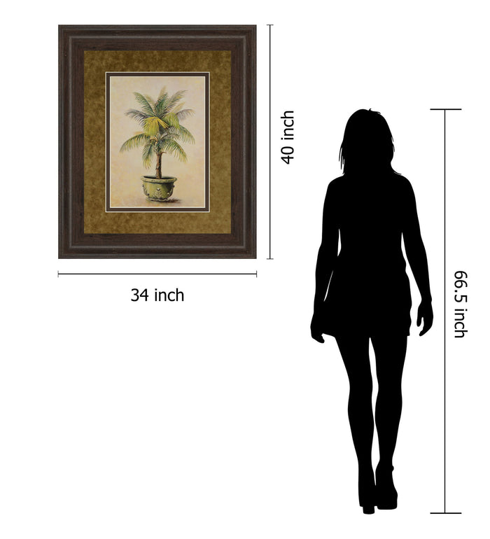 Potted Palm I - Framed Print Wall Art - Light Brown