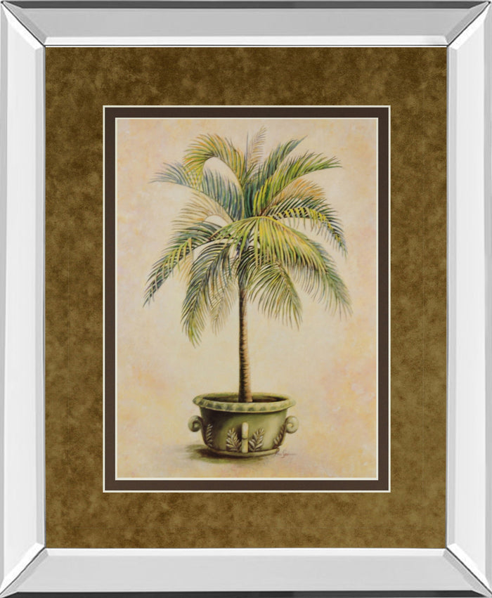 Potted Palm Il - Mirror Framed Print Wall Art - Light Brown