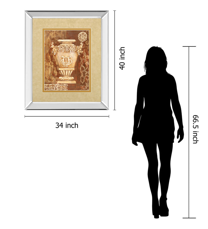 Precious Antiquity Il By Studio Nuvo - Mirror Framed Print Wall Art - Light Brown