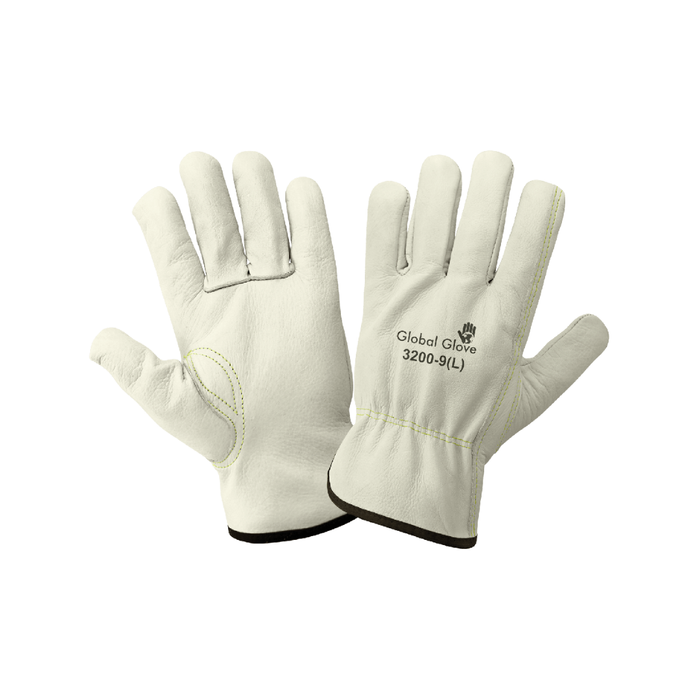 Premium-Grade Grain Cowhide Drivers Style Retail Tagged Gloves with Keystone Thumb - 3200-T