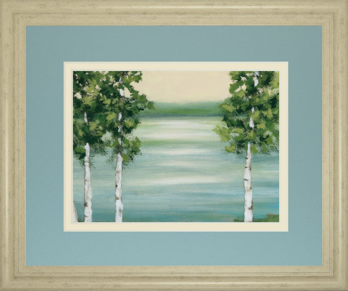 Quiet Lake By Rita Vindeszia - Framed Print Wall Art - Light Blue