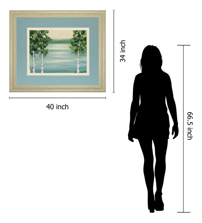 Quiet Lake By Rita Vindeszia - Framed Print Wall Art - Light Blue