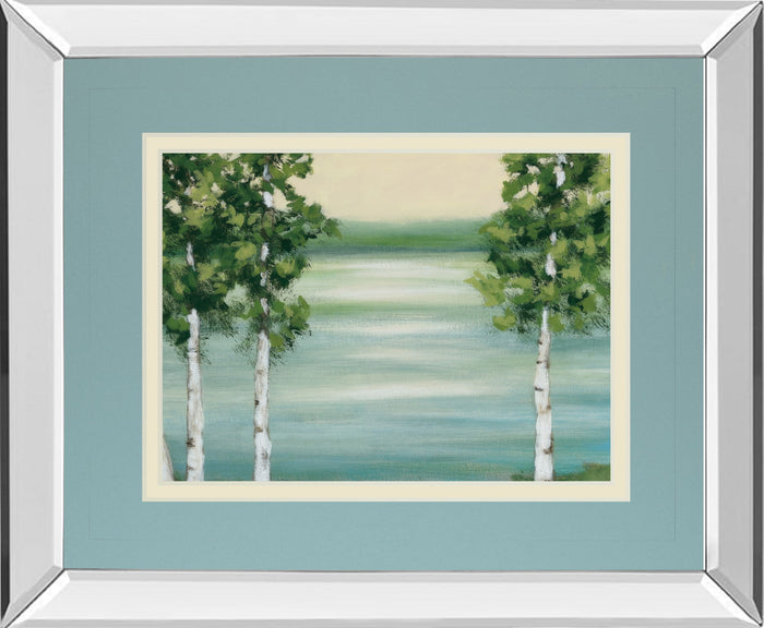 Quiet Lake By Rita Vindeszia - Mirror Framed Print Wall Art - Light Blue