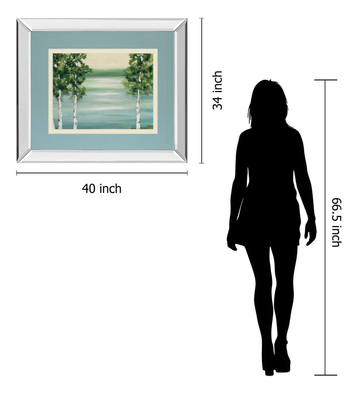 Quiet Lake By Rita Vindeszia - Mirror Framed Print Wall Art - Light Blue