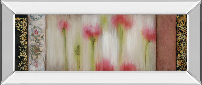 Rain Flower I By Dysart - Mirror Framed Print Wall Art - Beige