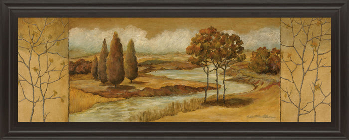 River Scene I - Framed Print Wall Art - Light Brown