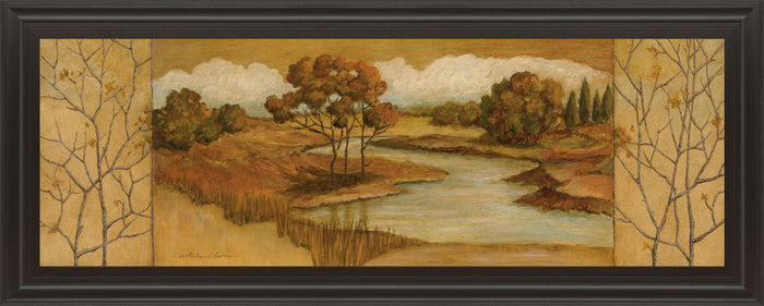 River Scene II - Framed Print Wall Art - Light Brown