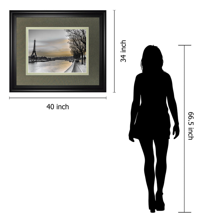 River Seine And The Eiffel Tower By Assaf Frank - Framed Print Wall Art - Gray