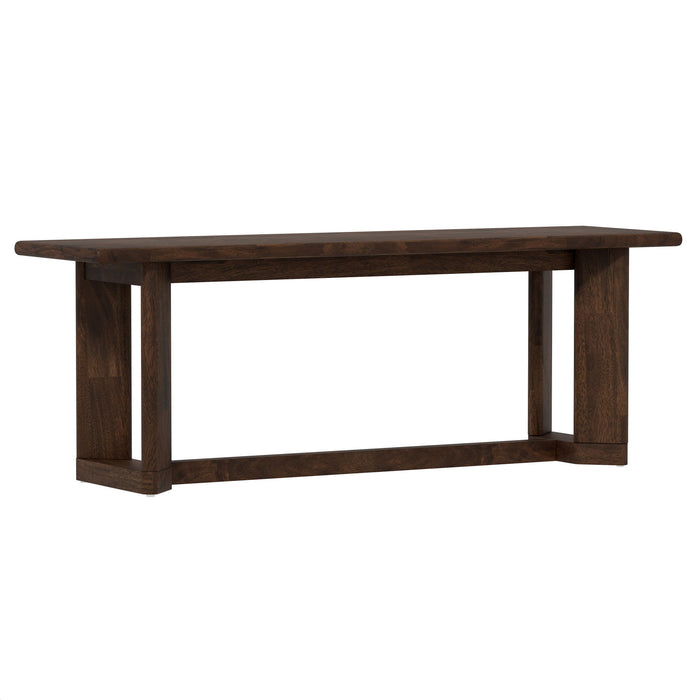 Ronan - Dining Bench With Trestle Bar And Mango Veneers - Rich Brown