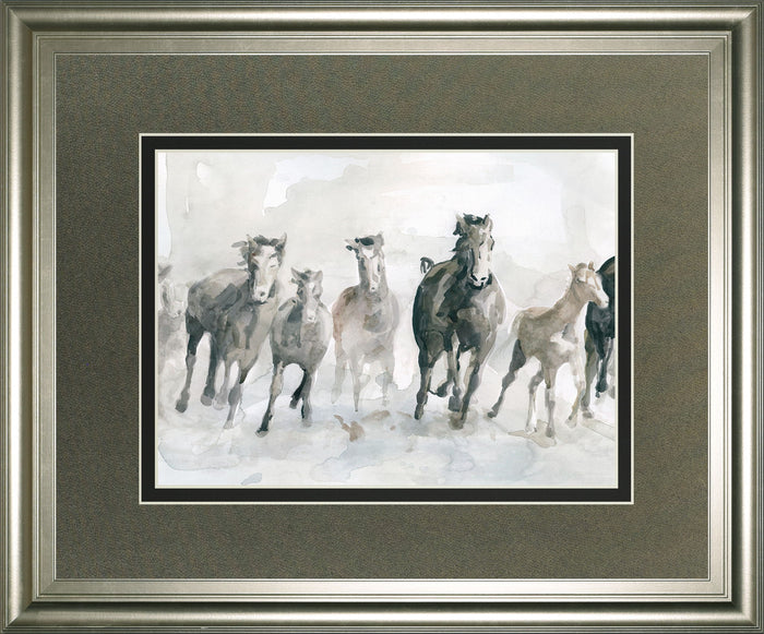 Running Wild By Carol Robinson - Framed Watercolor Print Wall Art - Dark Gray