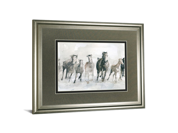 Running Wild By Carol Robinson - Framed Watercolor Print Wall Art - Dark Gray
