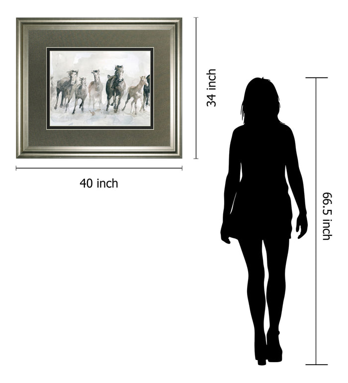 Running Wild By Carol Robinson - Framed Watercolor Print Wall Art - Dark Gray
