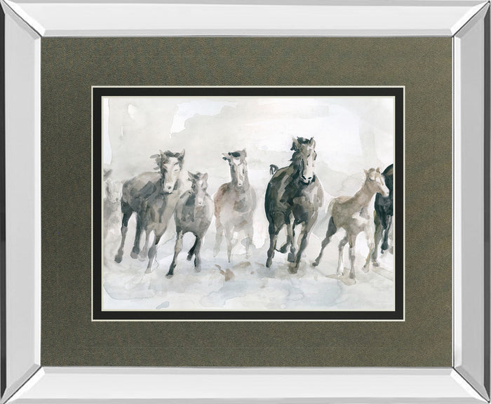 Running Wild By Carol Robinson - Mirror Framed Watercolor Print Wall Art - Dark Gray
