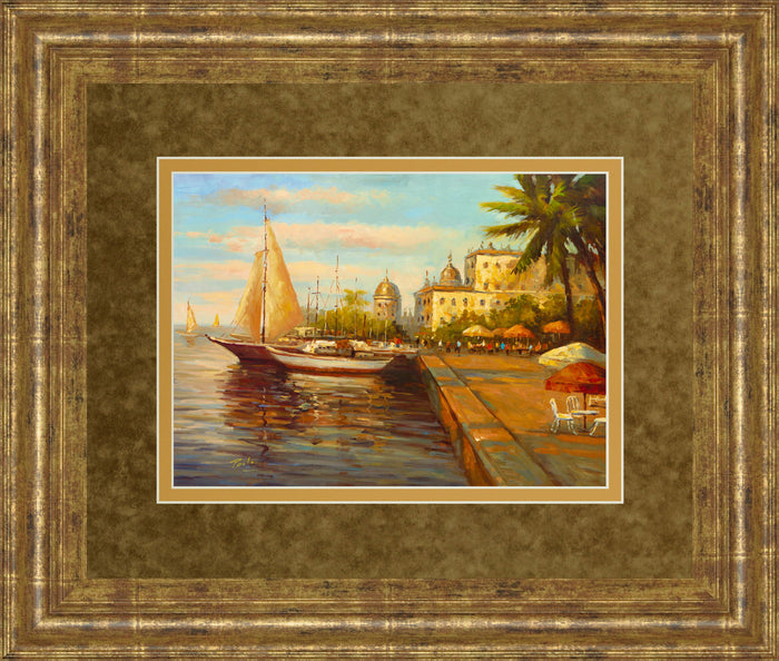 Santo Domingo Harbor By Bulo - Framed Print Wall Art - Light Brown