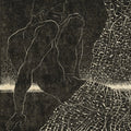 Betram REIBEL - Seated Nude Man with His Fishing Net in Front of a Starlit Horizon with a Sailboat - Wood engraving - 1972 - detail