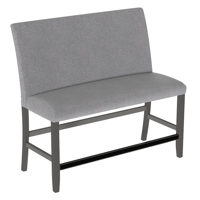 Seneca - Upholstered Bench With Back With Upholstered Back And Nailhead Trim - Walnut Ash