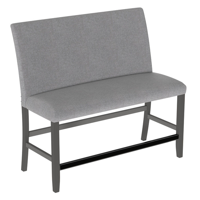 Seneca - Upholstered Bench With Back With Upholstered Back And Nailhead Trim - Walnut Ash