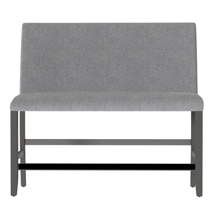 Seneca - Upholstered Bench With Back With Upholstered Back And Nailhead Trim - Walnut Ash