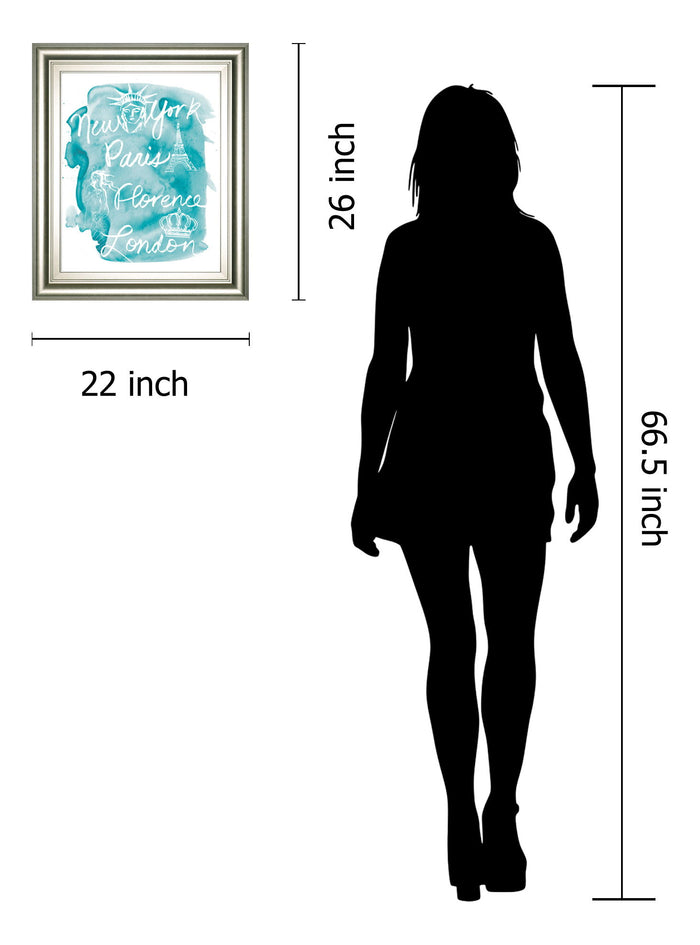 Sightseeing I By Lottie Fontaine - Framed Print Wall Art - Light Blue