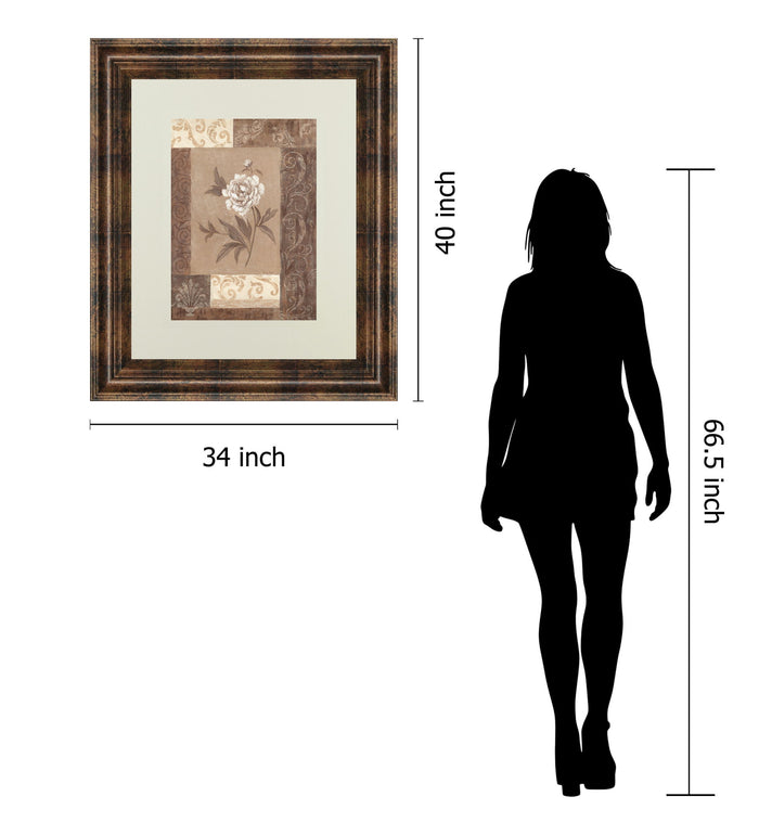 Single Peony By Vivian Flasch - Framed Print Wall Art - Light Brown