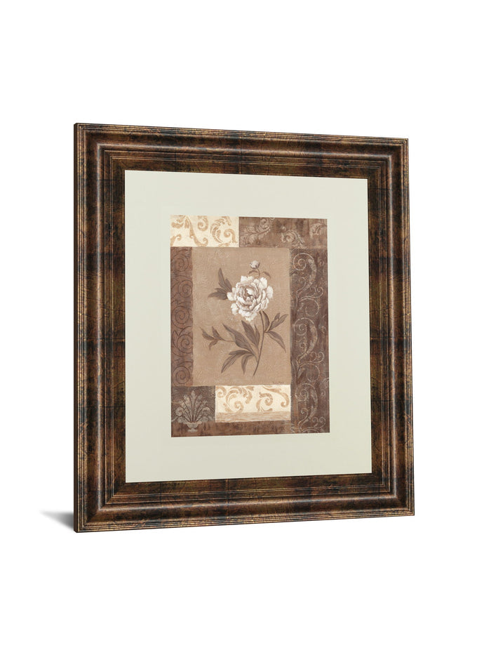 Single Peony By Vivian Flasch - Framed Print Wall Art - Light Brown