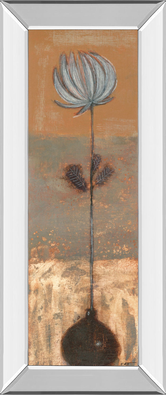 Solitary Flower I By Norman Wyatt - Mirror Framed Print Wall Artt - Light Brown