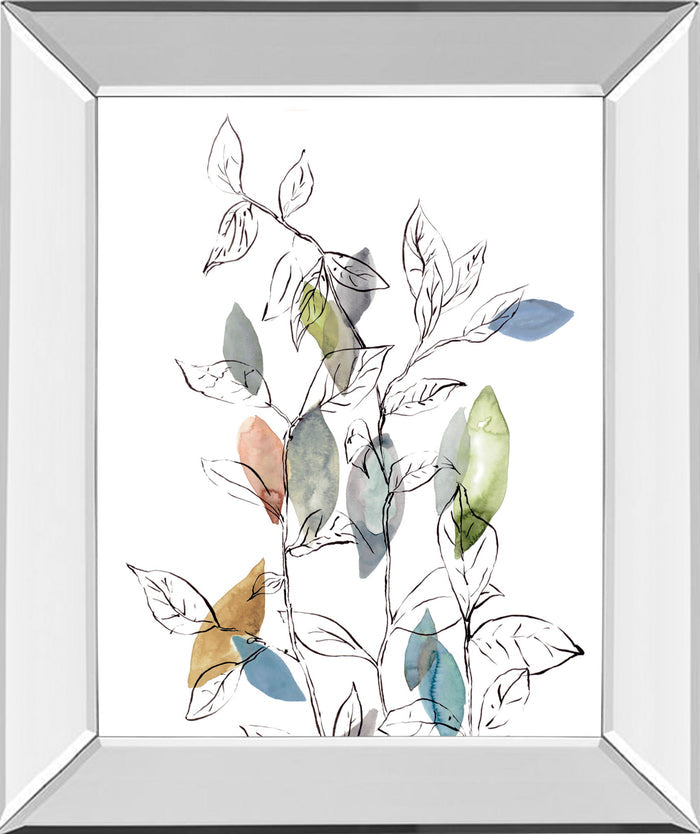 Spring Leaves I By Meyers, R. - Mirror Framed Print Wall Art - White