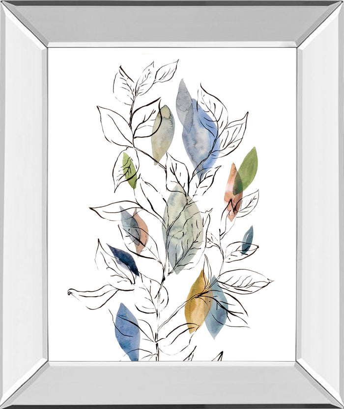 Spring Leaves Il By Meyers, R. - Mirror Framed Print Wall Art - White