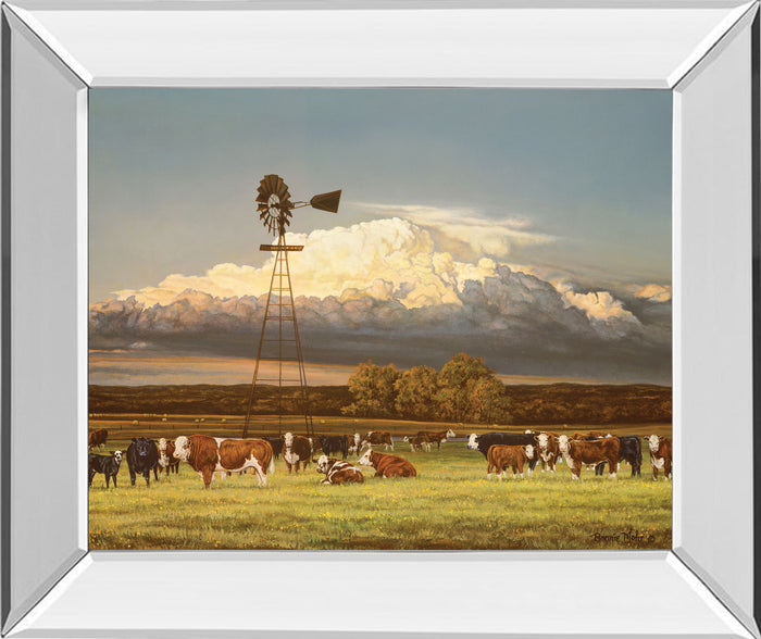 Summer Pastures By Bonnie Mohr - Mirror Framed Print Wall Art - Light Brown