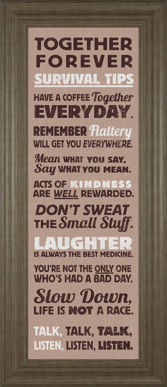 Survival Tips I By The Vintage Collection - Framed Print Wall Art - Light Brown