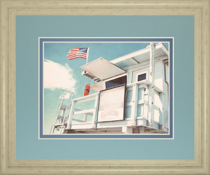 The Cabin By Natasia Cook - Framed Print Wall Art - Light Blue