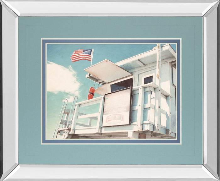 The Cabin By Natasia Cook - Mirror Framed Print Wall Art - Light Blue