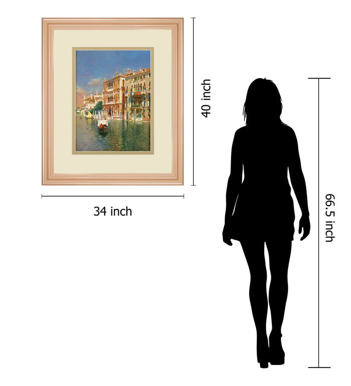 The Grand Canal, Venice By Rubens Santora - Framed Print Wall Art - Beige