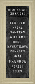 The Greatest Tennis Champions By The Vintage Collection - Framed Print Wall Art - Black
