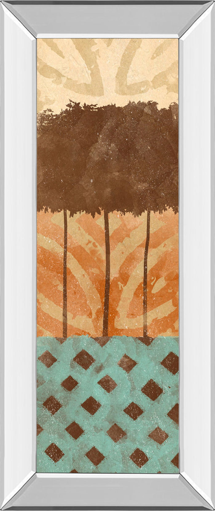 Tribal Trio Il By Alonzo Saunders - Mirror Framed Print Wall Art - Light Brown