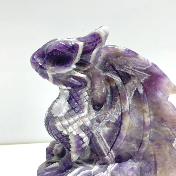 Unique Chevron Amethyst Dragon Castle Carving - Wholesale Crystals