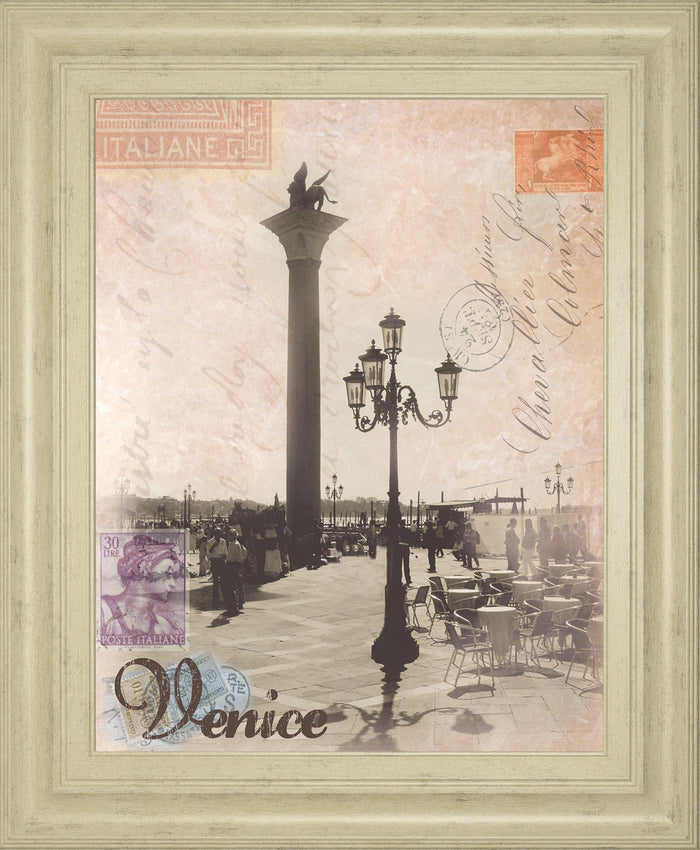 Venice Travelogue By Ben James - Framed Print Wall Art - Beige