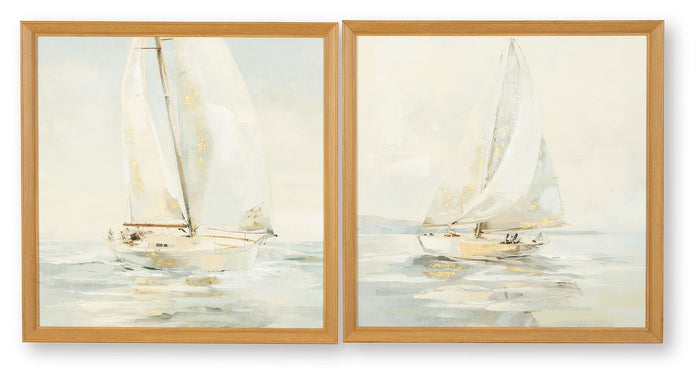 Winbrook - Wall Art Set (Set of 2) - Gray / Tan / Gold Finish